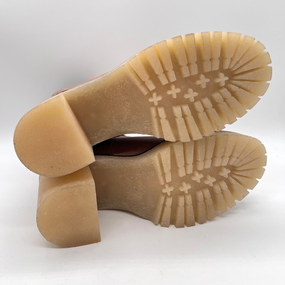 FREE PEOPLE Jesse Cut Out Boot Womens 38.5 8 English Tan Chunky Lug Sole Strappy - Picture 12 of 12